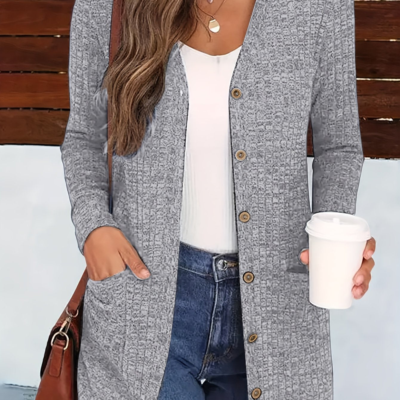 Women’s Elegant V-Neck Cardigan – Cozy Button-Up Fall Sweater