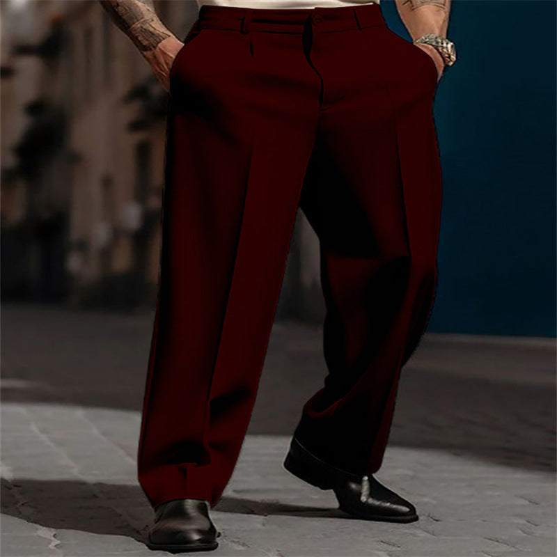 Men’s Straight Fit Suit Pants – Breathable Casual Formal Trousers