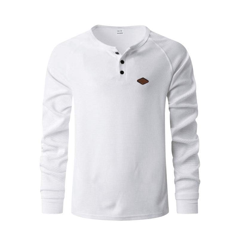 Henley gofre de manga larga para hombre – Secado rápido ajuste holgado ranglán