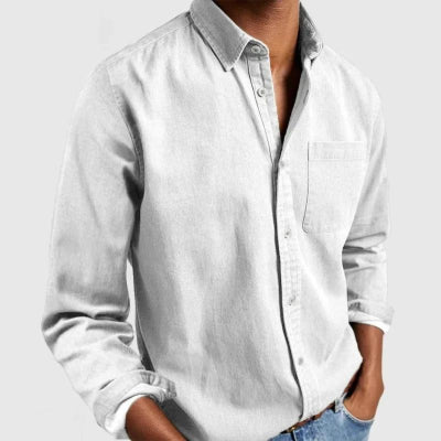 Chemise boutonnée à manches longues pour homme – Cardigan décontracté en mélange de coton