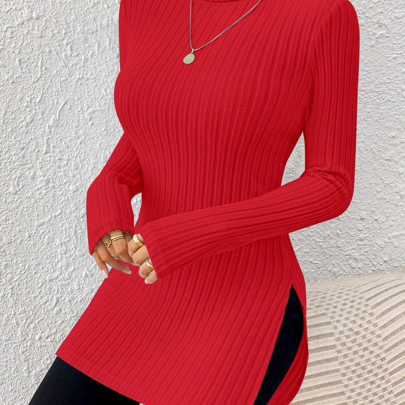 Women’s Elegant Turtleneck Top – Soft Long Sleeve High-Neck Knit