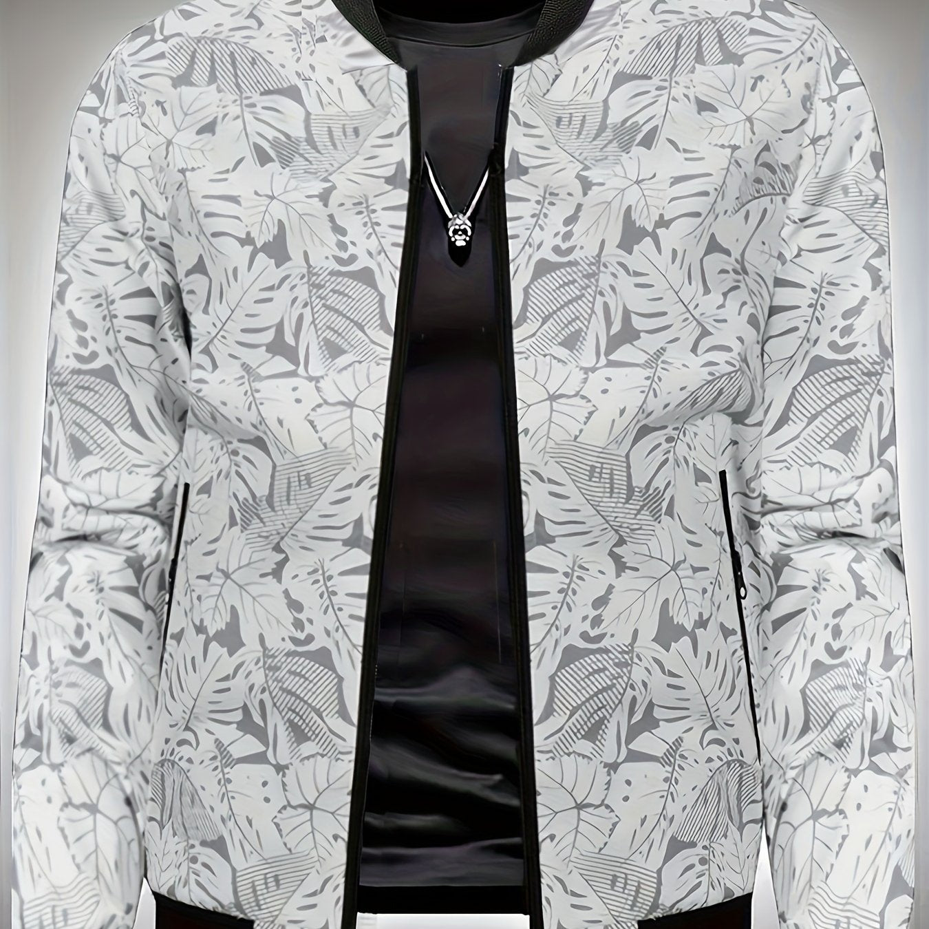 Men’s Printed Baseball Jacket – Zip-Up Casual Lightweight Street Coat