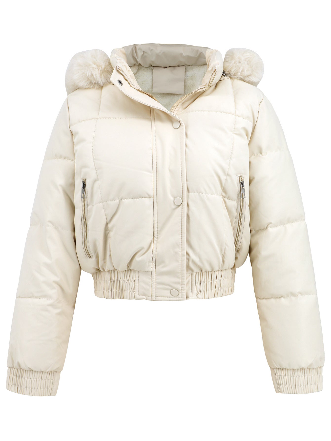 Loom & Soul™ Women’s Cotton-Padded Winter Jacket – Elegant Thick Warm Coat in Khaki, Black, or White