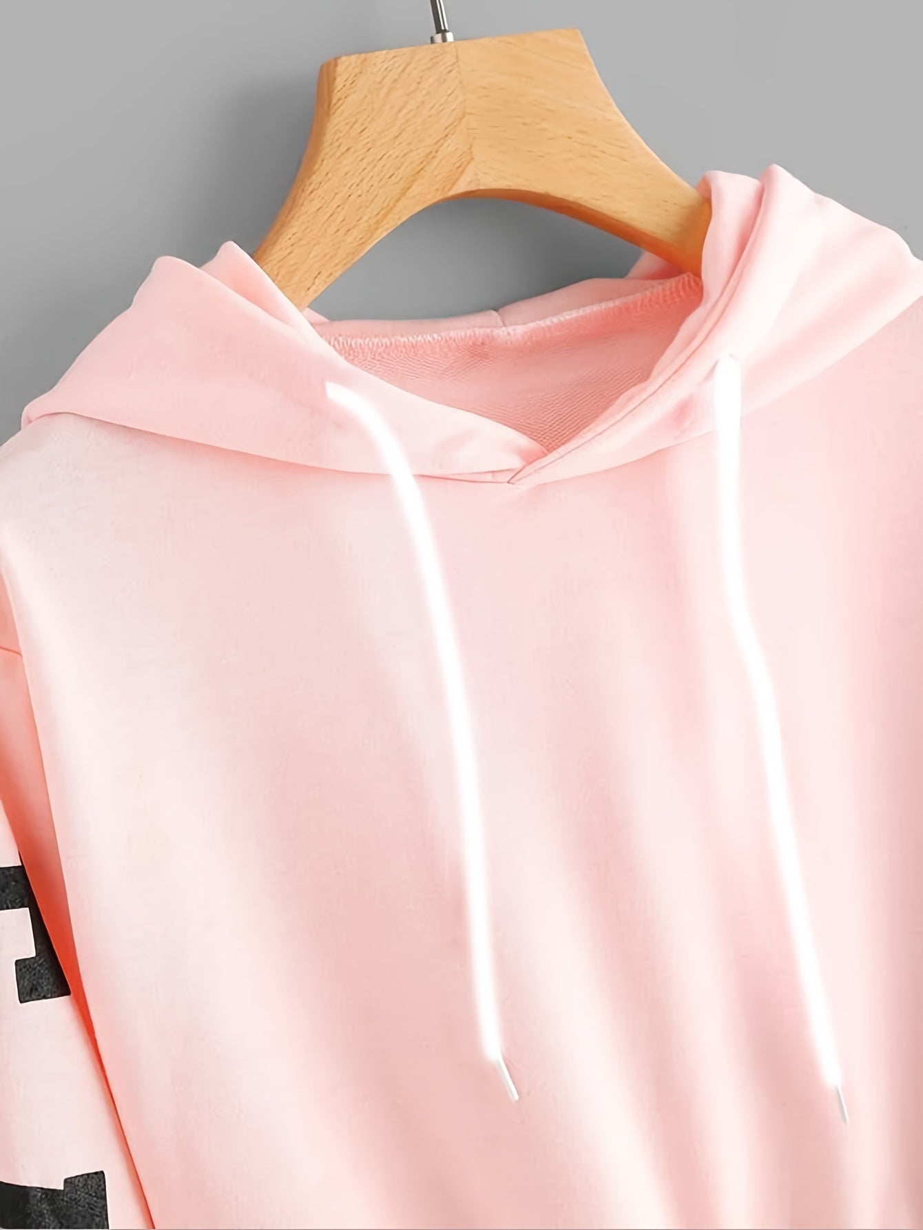 Women’s Pink Letter Hoodie – East/West Print Casual Streetwear