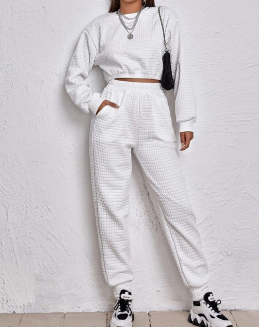 Ensemble deux pièces extensible pour femme – Haut et pantalon doux et ajusté