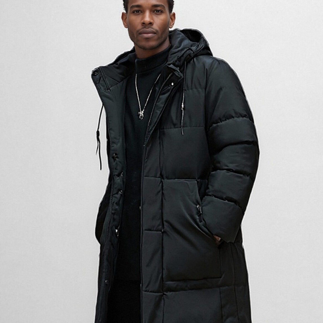 Chaqueta acolchada con capucha para hombre – Abrigo grueso y cálido para exteriores