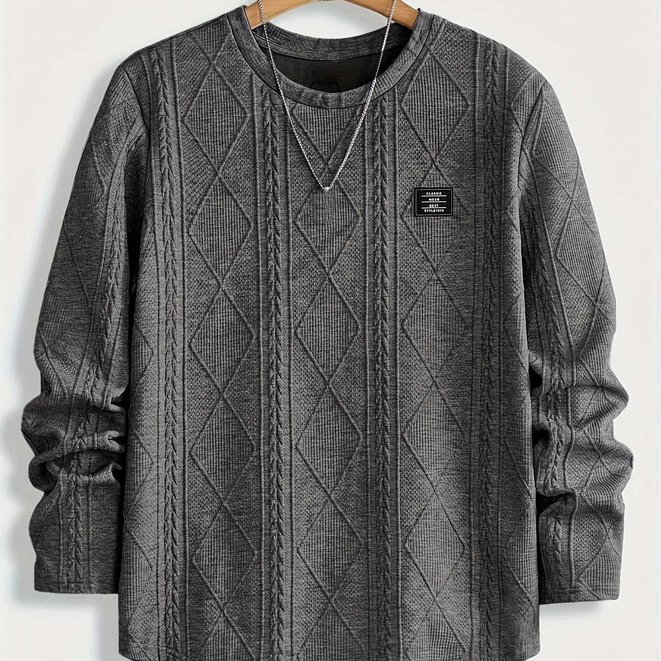 Men’s Geometric Crew Neck Sweatshirt – Long Sleeve Casual Pullover