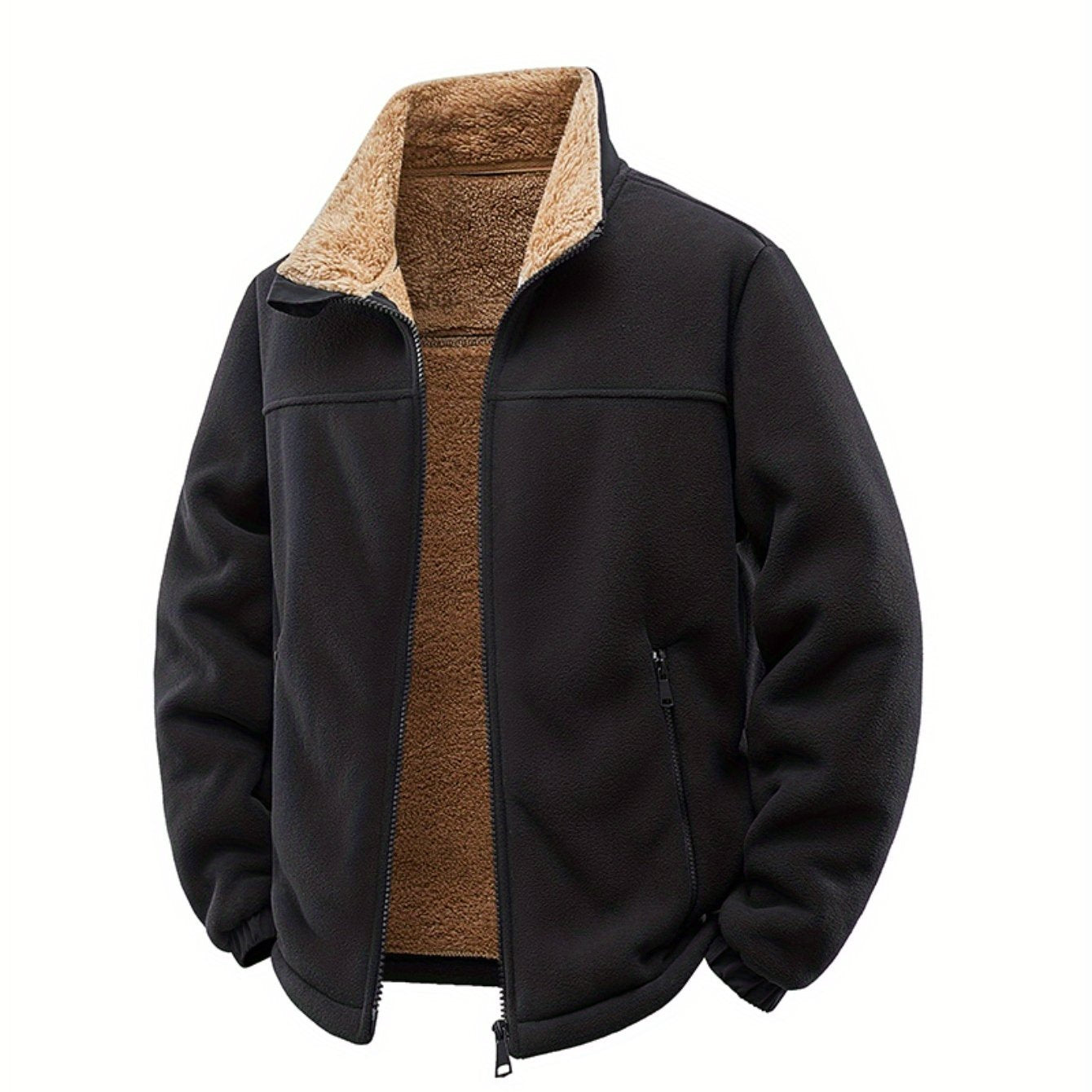 Men’s Fleece Zip Jacket – Warm Wind-Resistant Fall Winter Coat