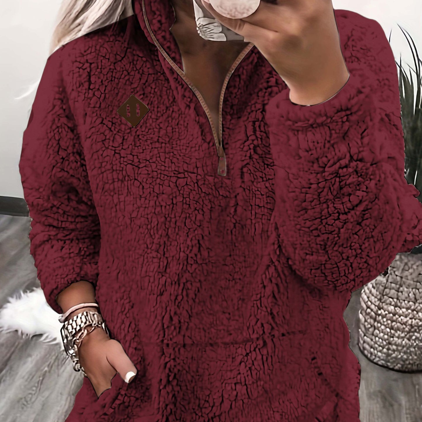 Cozy Fleece-Lined Zip-Up Hoodie – Soft Women’s Casual Sweatshirt