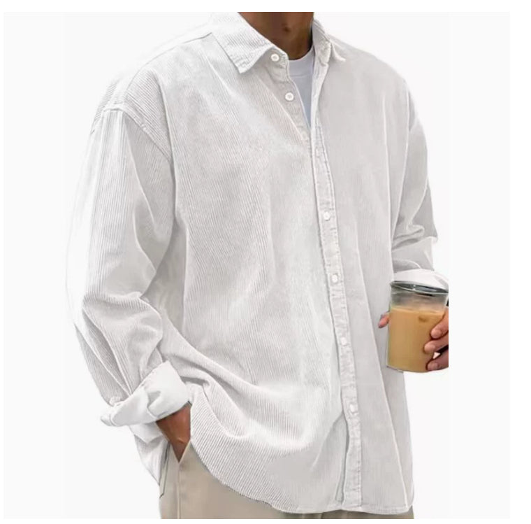 Veste-chemise en velours côtelé pour homme – Manteau décontracté coupe ample pour l'automne