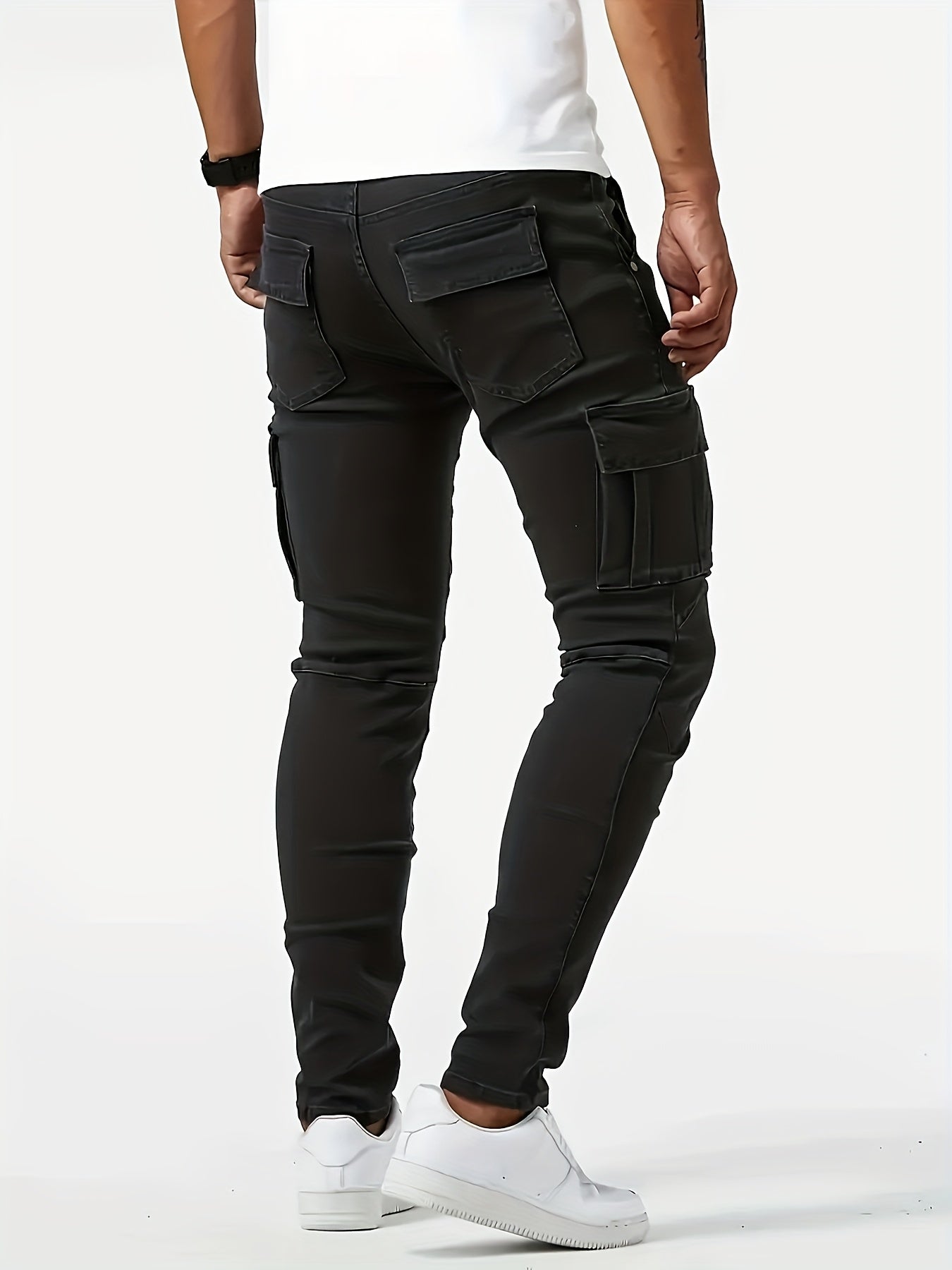 Men's Black Slim-Fit Stretch Jeans – Workwear-Inspired All-Season Denim