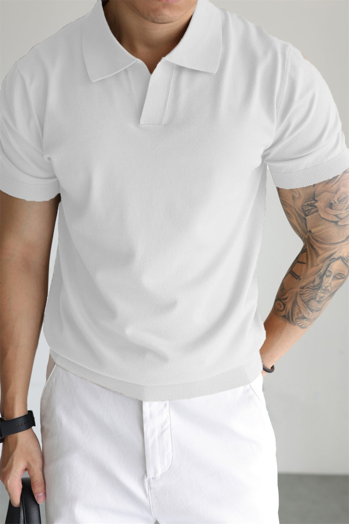 Camiseta de verano para hombre con cuello tipo polo – Corte ajustado, ligera e informal