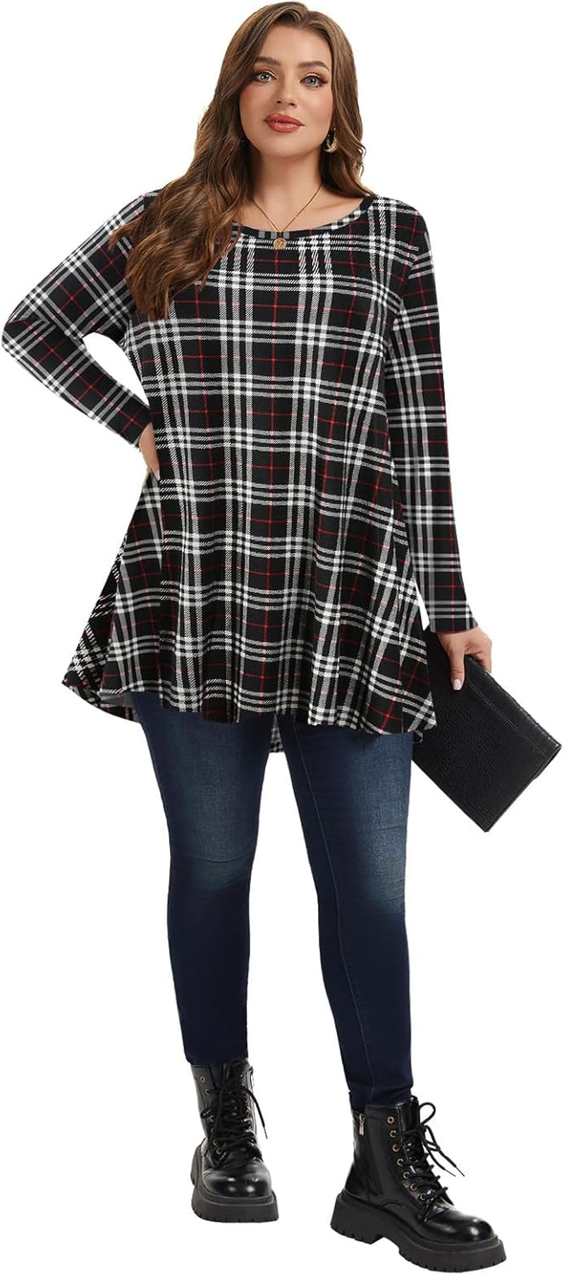 plus Size Tunic Tops Long Sleeve Shirts for Women Swing Flowy Loose Fit Clothes for Leggings