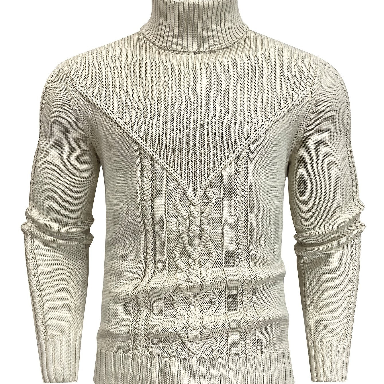 Suéter de cuello alto trenzado vintage para hombre – Jersey de punto clásico