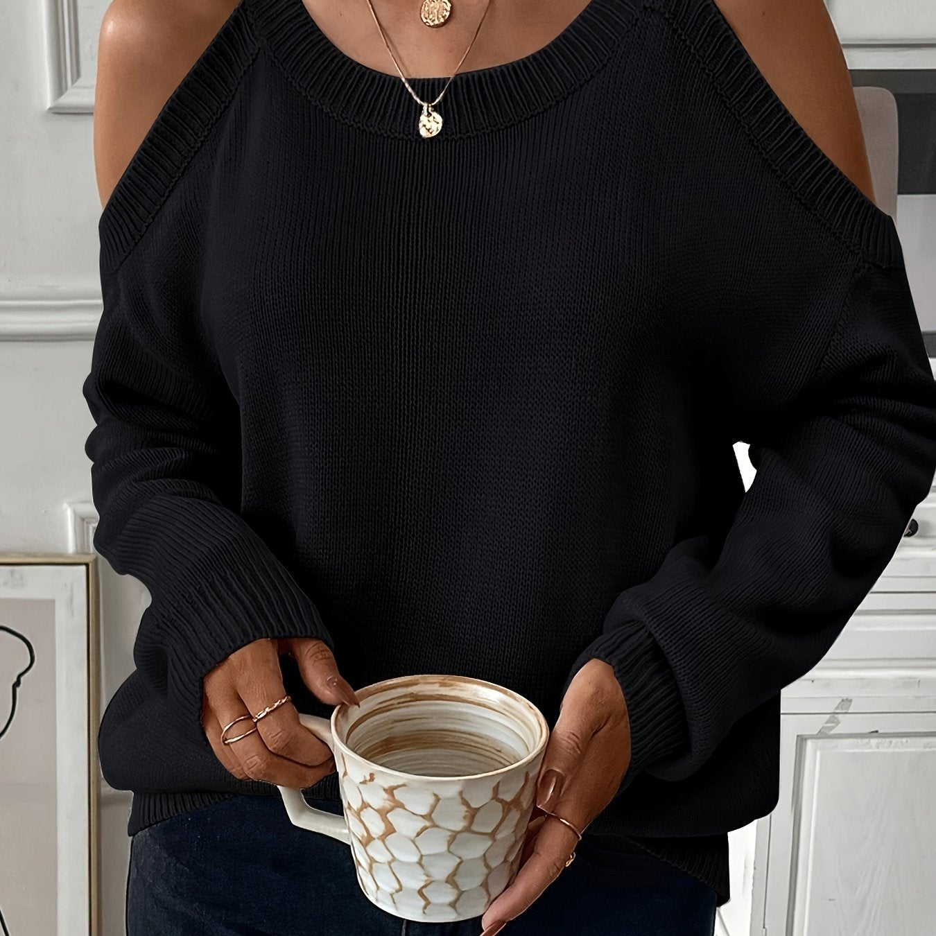 Women’s Elegant Crew Neck Pullover – Soft Knit Fall/Winter Sweater