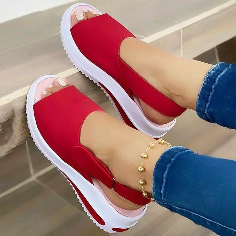 Sandalias Casual de Plataforma para Mujer con Boca de Pez – Zapatos Cómodos con Velcro