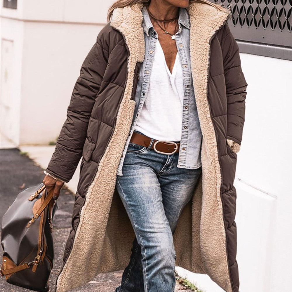 Loom & Soul™ Street Chic Long Coat — Women’s Mid-Length Cotton Blend Jacket with Pockets | Stylish, Comfortable, and Confident