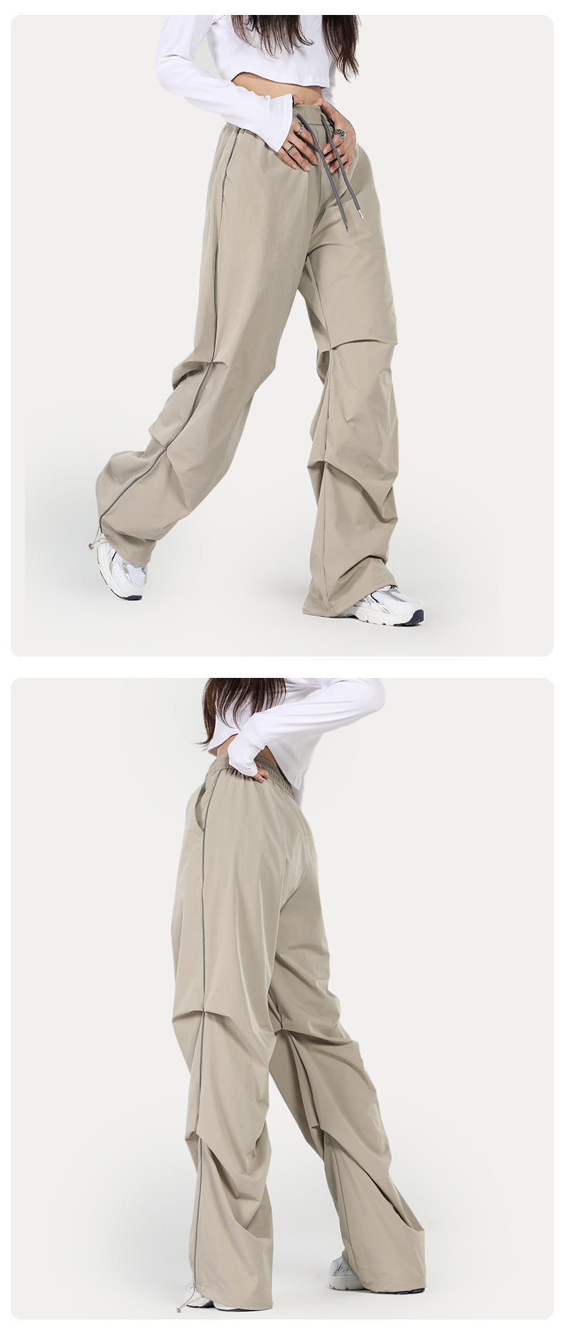 Loom & Soul™ Women’s Mop Pants – Loose Pleated Paratrooper Cotton Trousers