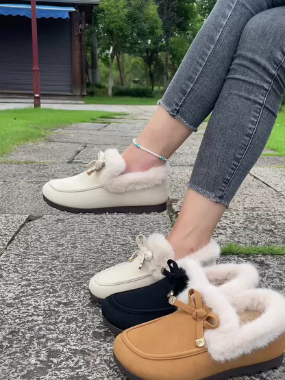 Mocasines de mujer con forro polar – Zapatos de invierno cálidos sin cordones