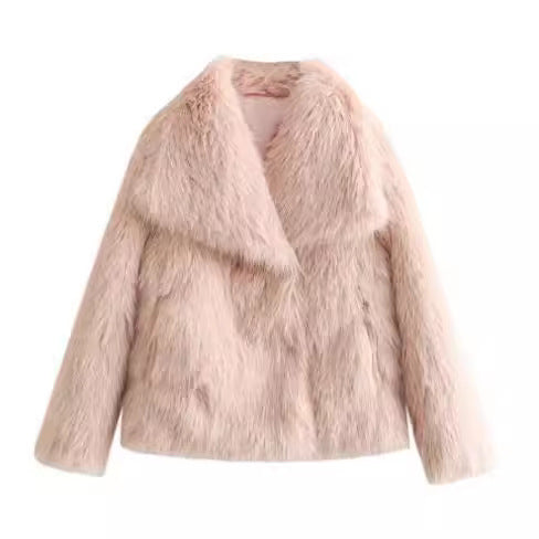 Loom & Soul™ Fluffy Lapel Plush Coat – Women’s Warm Winter Jacket for Effortless Chic Comfort