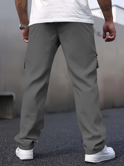 Men’s Cargo Pants – Loose Straight-Leg Multi-Pocket Street Trousers