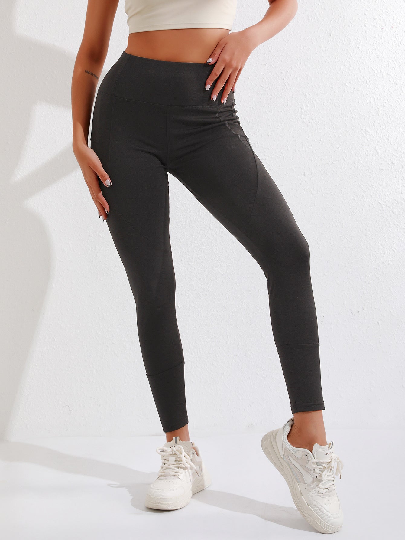Pantalon de yoga en molleton pour femmes – Legging d'hiver taille haute avec poches