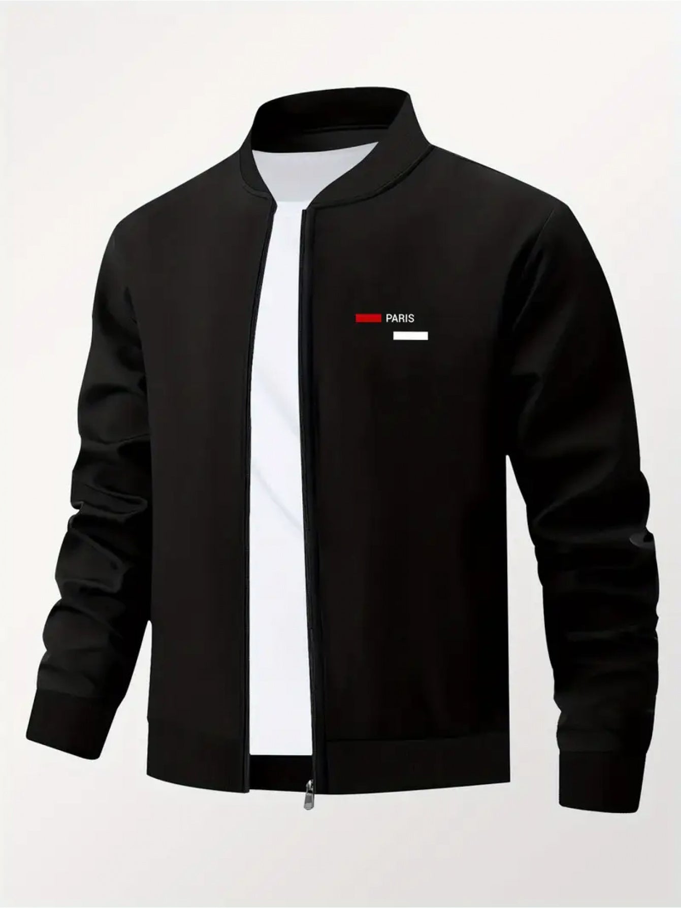 Veste imprimée à col baseball pour homme – Manteau de travail zippé style streetwear décontracté