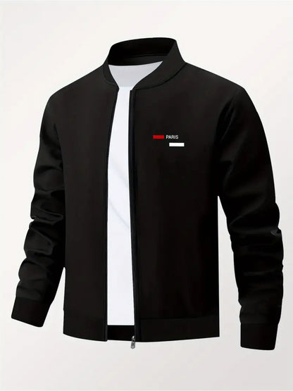 Veste imprimée à col baseball pour homme – Manteau de travail zippé style streetwear décontracté