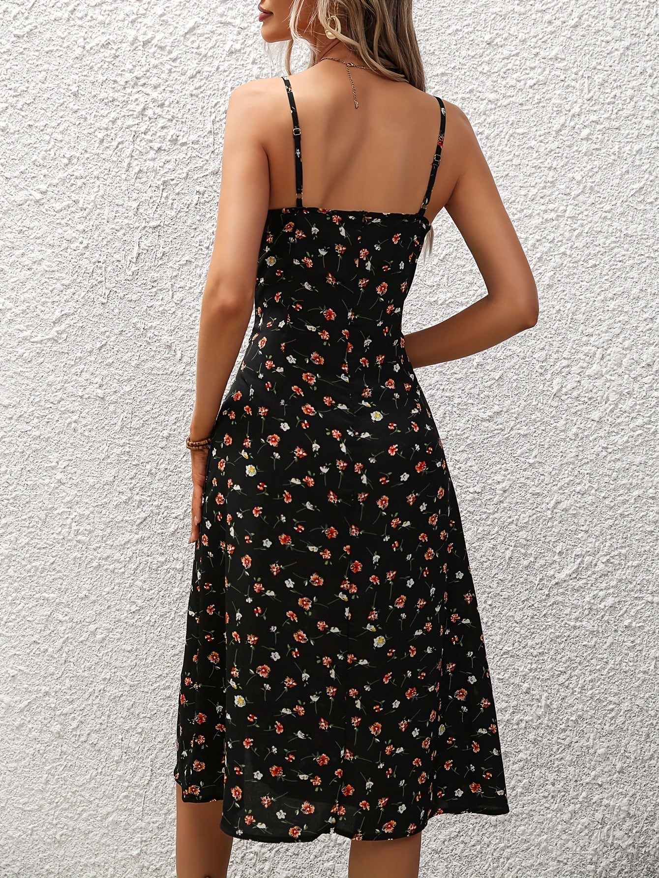 Loom & Soul™ Polka Dot Spaghetti-Strap Maxi Dress – Women’s Summer Split Long Dress