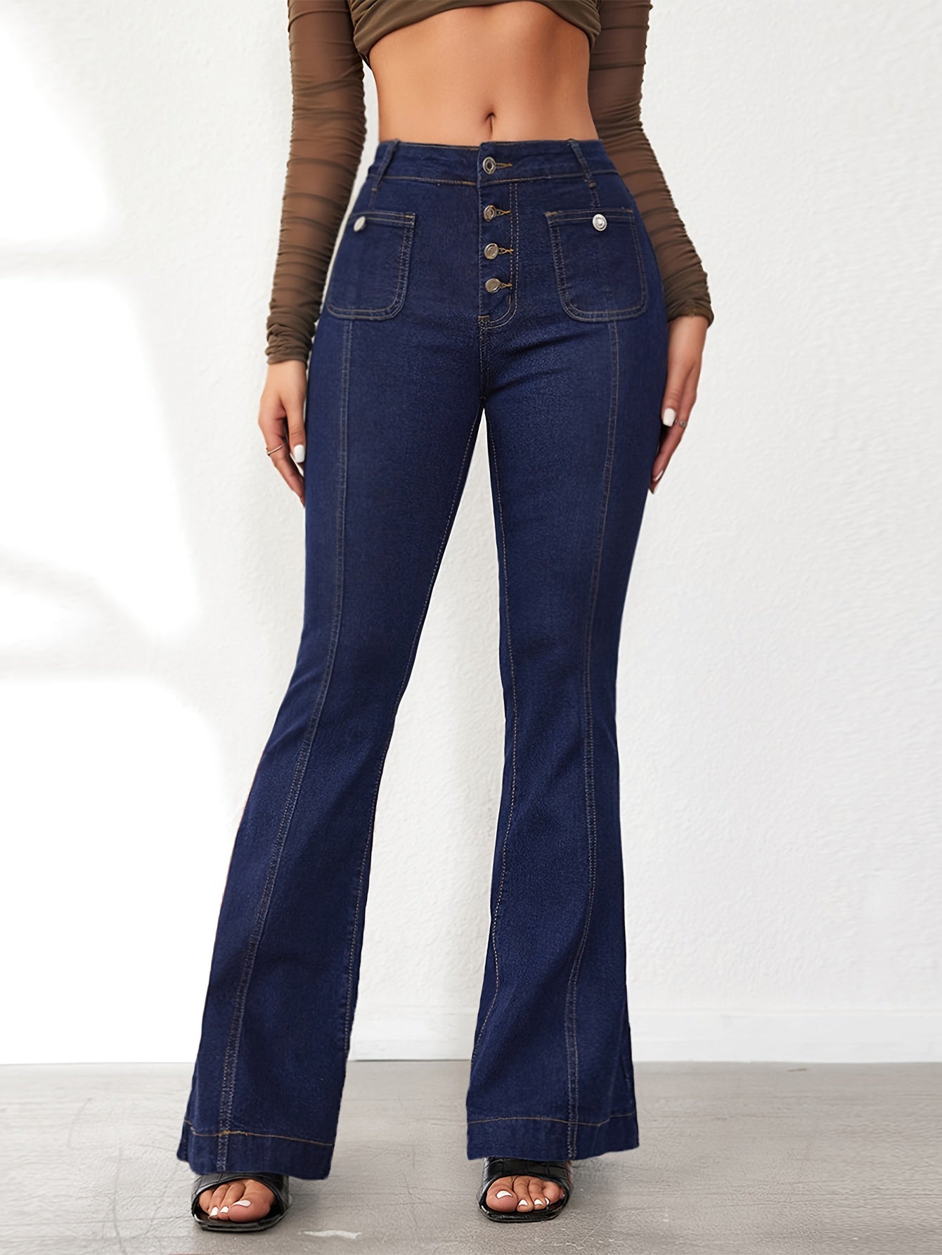 Women’s High-Waist Flare Jeans – Stretchy Vintage Bell Bottoms