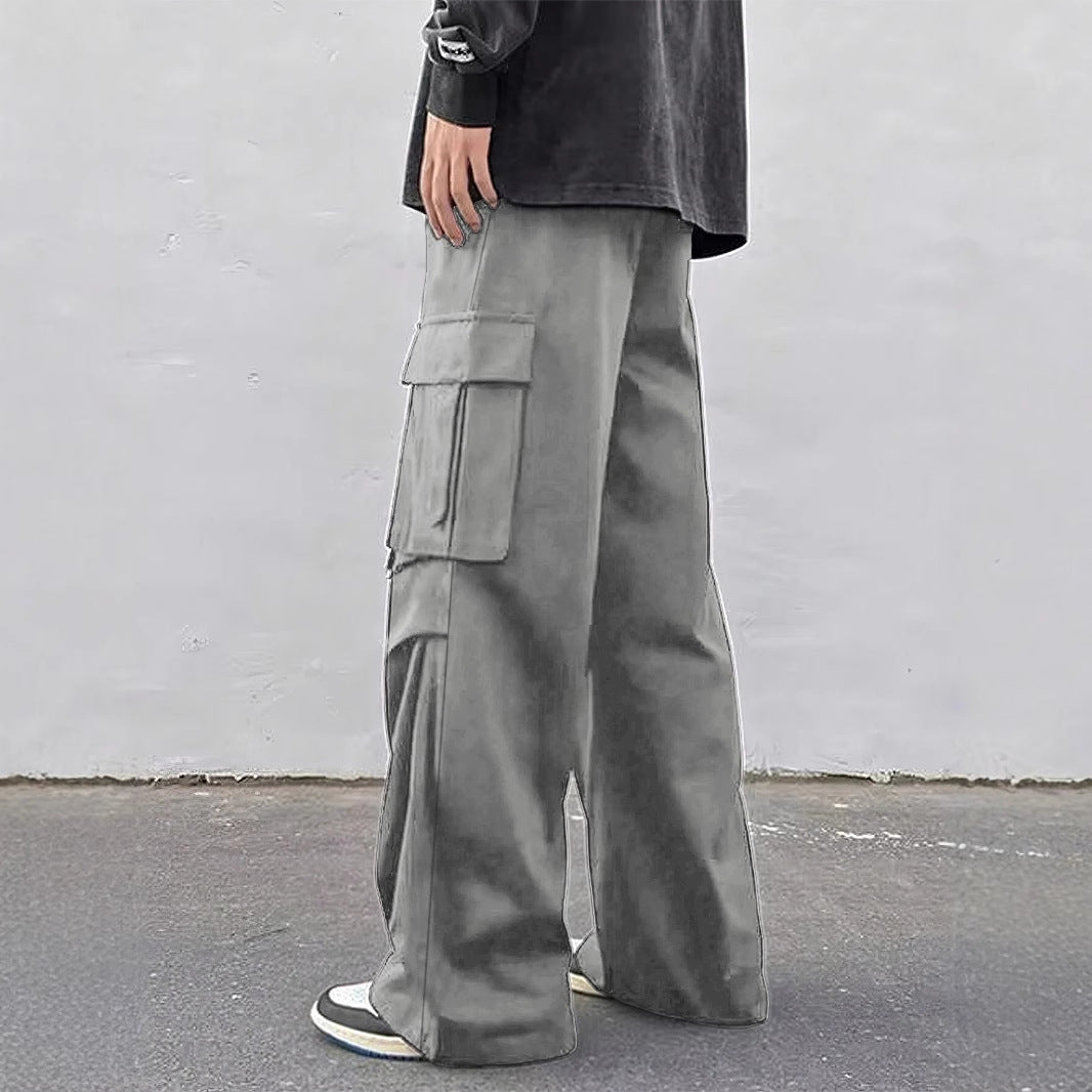 Pantalon parachute large pour homme – Pantalon de travail décontracté taille mi-haute