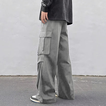 Pantalon parachute large pour homme – Pantalon de travail décontracté taille mi-haute