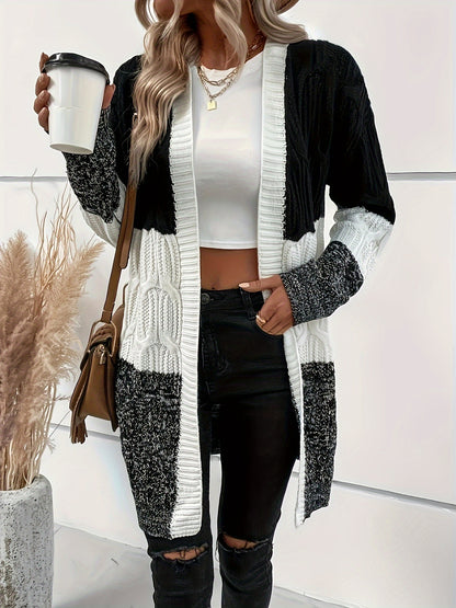 Gilet Chic Contrasté – Tricot Col V Color Block