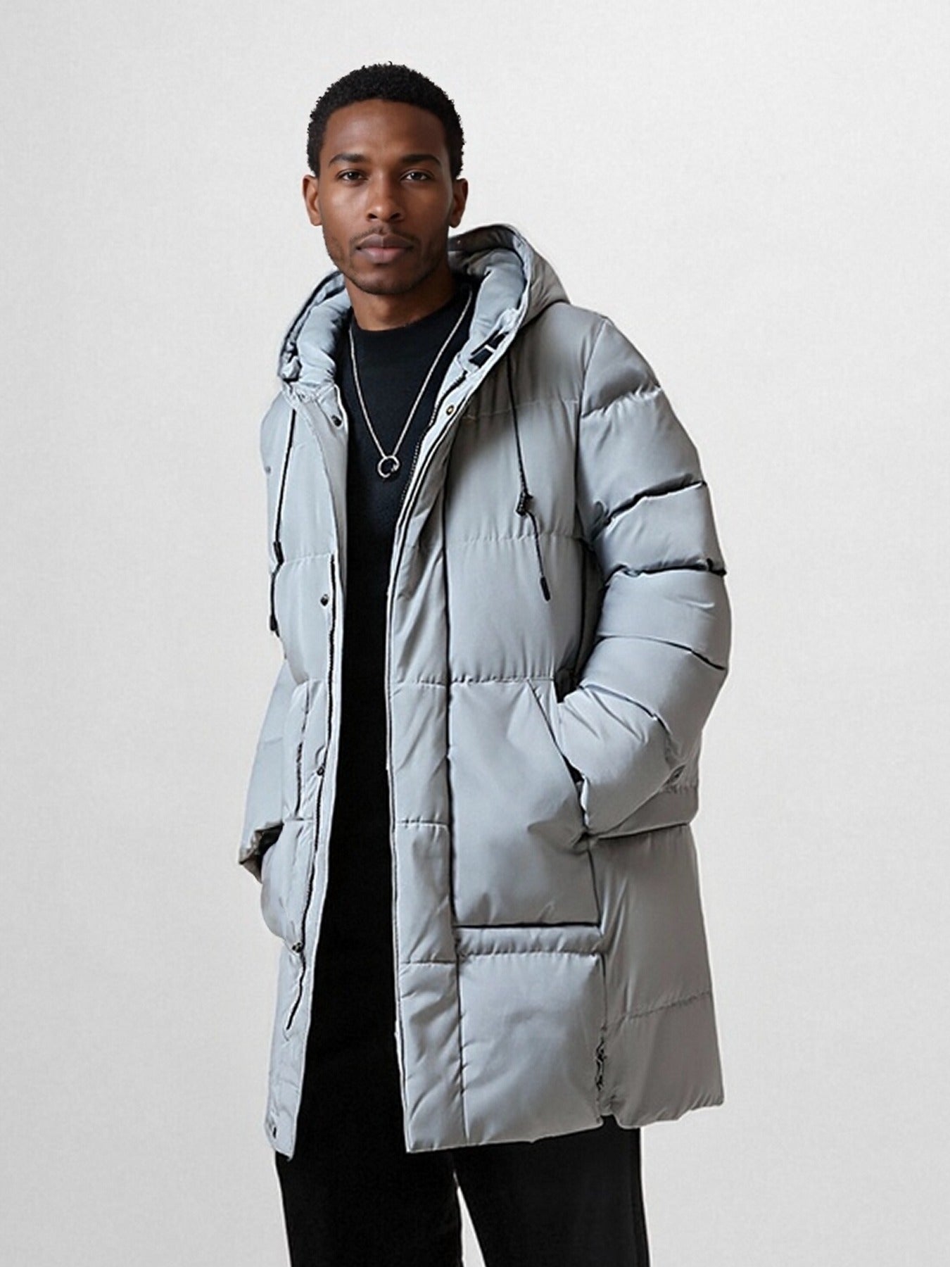 Chaqueta acolchada con capucha para hombre – Abrigo grueso y cálido para exteriores