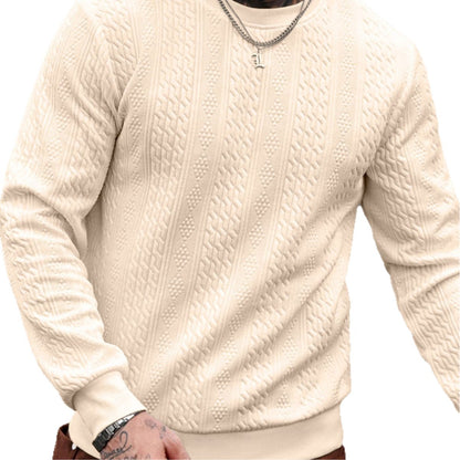Sweat à capuche jacquard col rond homme – Haut léger coupe ample