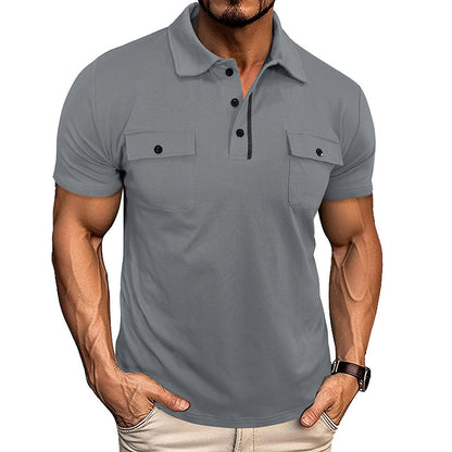 Loom & Soul™ Men’s Summer Polo Shirt – Short Sleeve Lapel Top with Chest Pocket