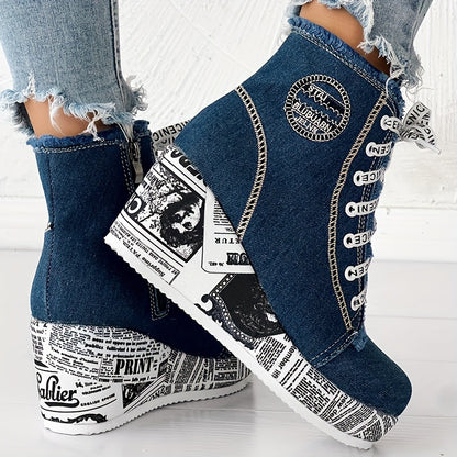 Women’s Dazzle Chunky Heel Boots – Lace-Up Heart Lace Ankle Booties