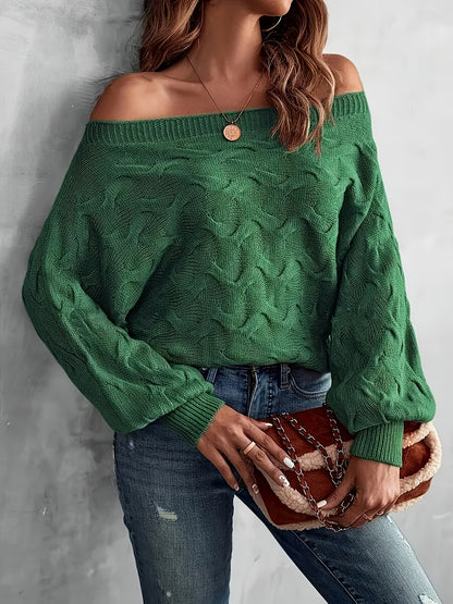 Women’s Off-Shoulder Batwing Sweater – Relaxed All-Season Knit