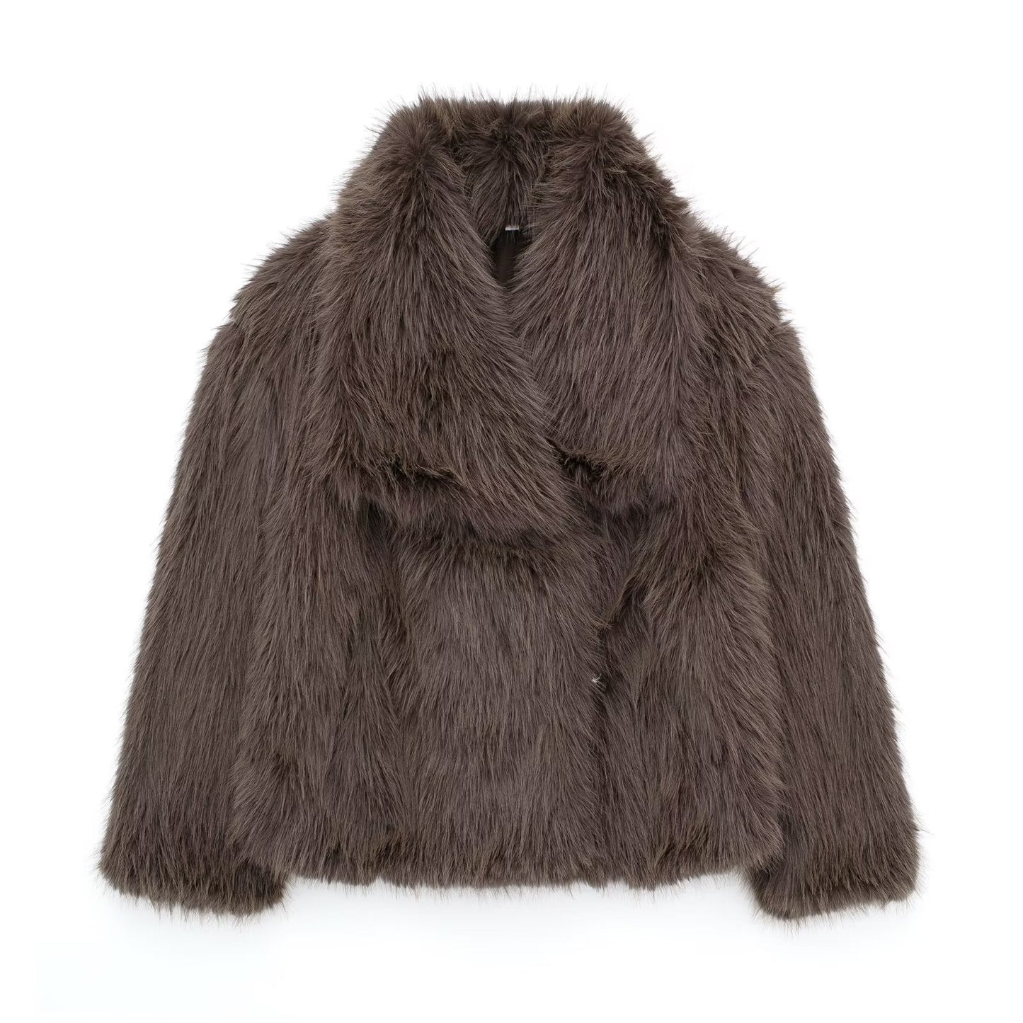 Loom & Soul™ Fluffy Lapel Plush Coat – Women’s Warm Winter Jacket for Effortless Chic Comfort