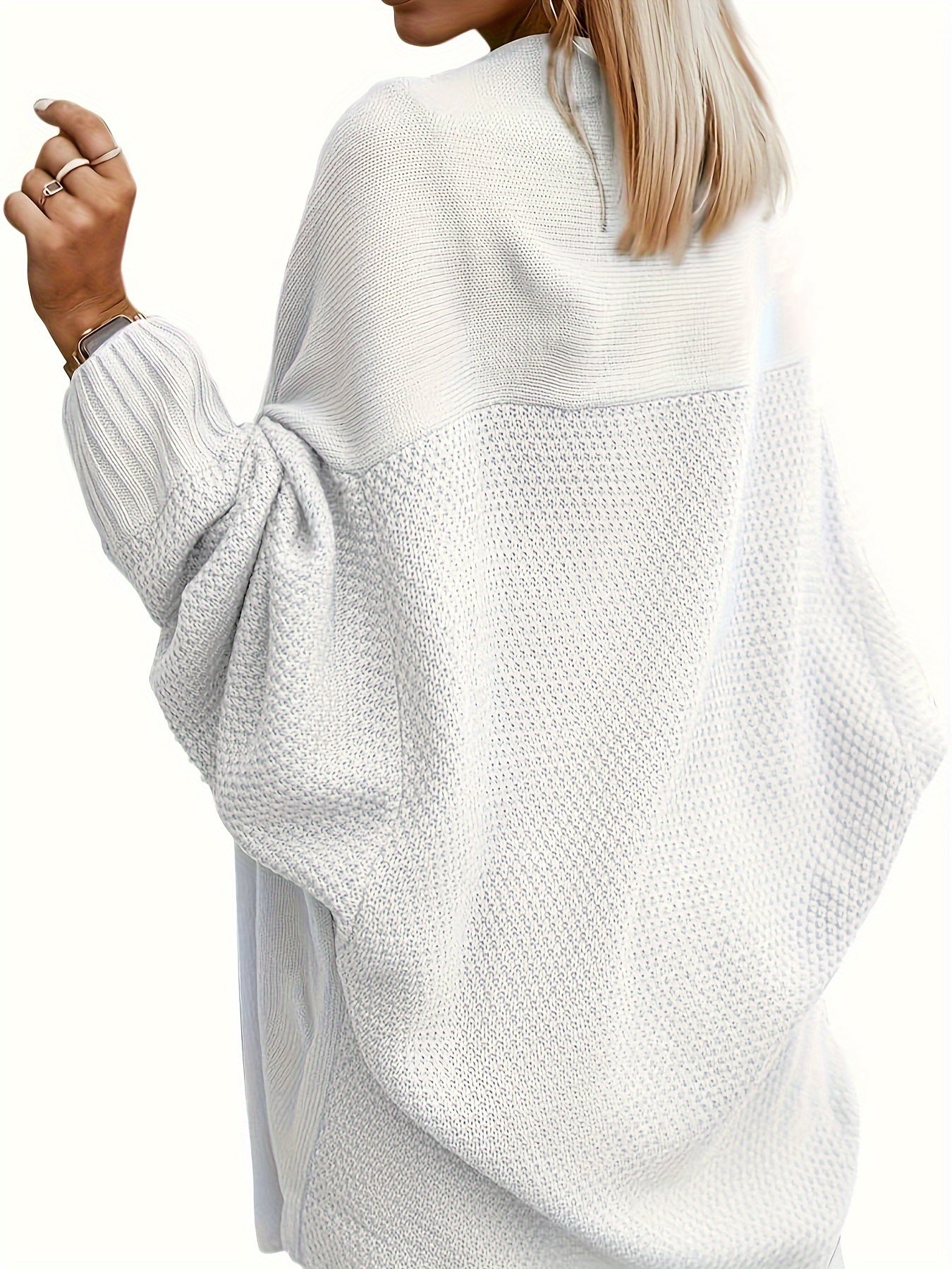 Women’s Oversized Knit Cardigan – Open Front Batwing Sleeve Sweater