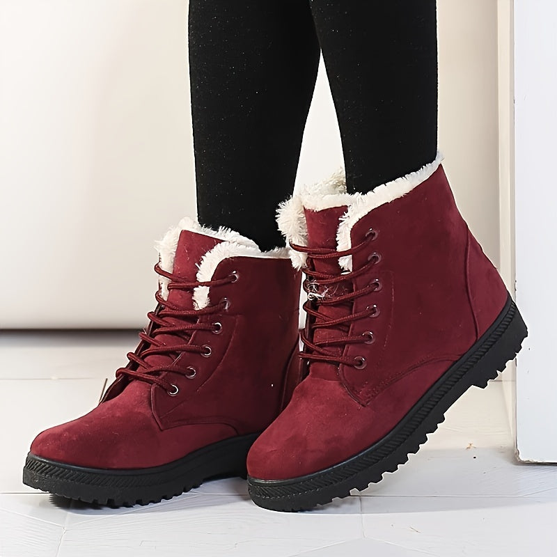 Women’s Warm Ankle Boots – Lightweight Lace-Up Platform Winter Footwear