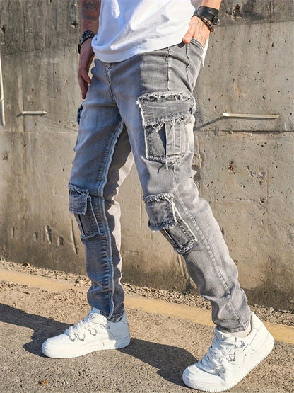 Jean cargo slim pour homme – Denim multipoche style streetwear