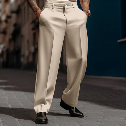 Men’s Straight Fit Suit Pants – Breathable Casual Formal Trousers