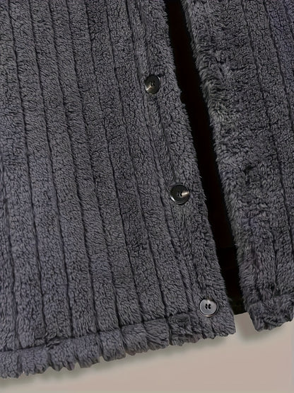 Veste Boutonnée en Flanelle pour Homme – Manteau Décontracté d'Hiver à Revers