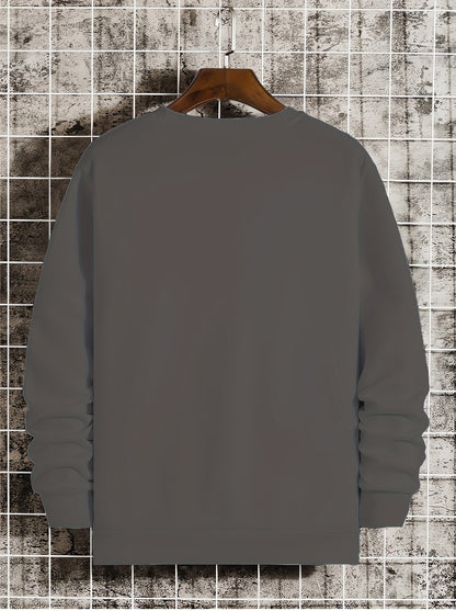 Men’s Printed Crewneck Sweatshirt – Trendy Casual Street Pullover
