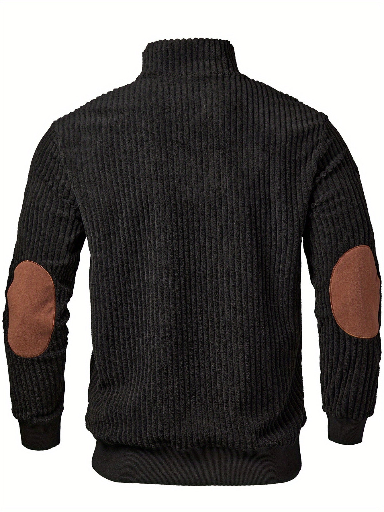 Men’s Stand Collar Half-Zip Pullover – Warm Ribbed Retro Sweatshirt