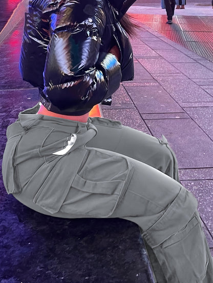 Women’s Retro Y2K Cargo Pants – High-Waisted Wide-Leg Streetwear