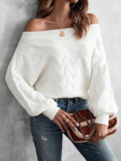 Women’s Off-Shoulder Batwing Sweater – Relaxed All-Season Knit