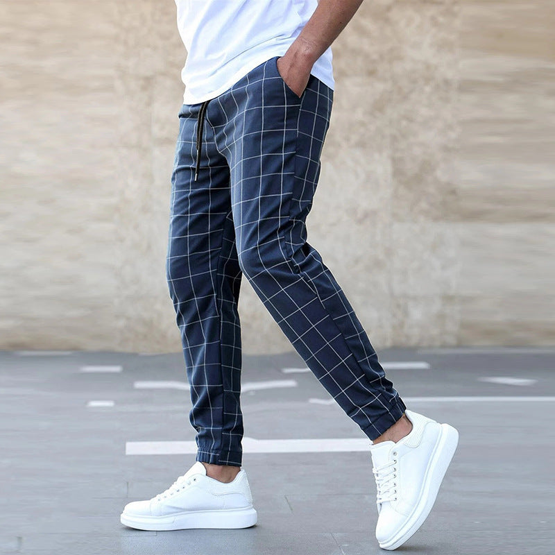 Loom & Soul™ Men’s Plaid Drawstring Pants – Casual Straight-Leg Cotton Trousers