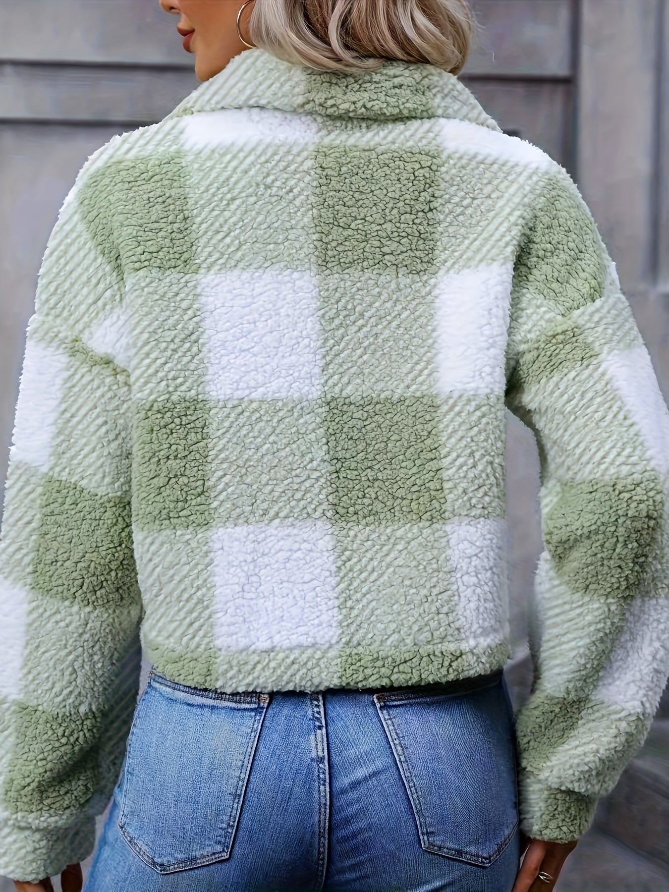 Women’s Plaid Teddy Coat – Button-Up Warm Checkered Fall/Winter Outerwear